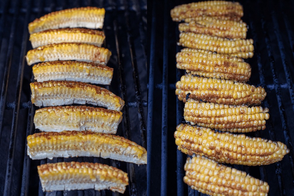 spiced corn ribs on the grill.