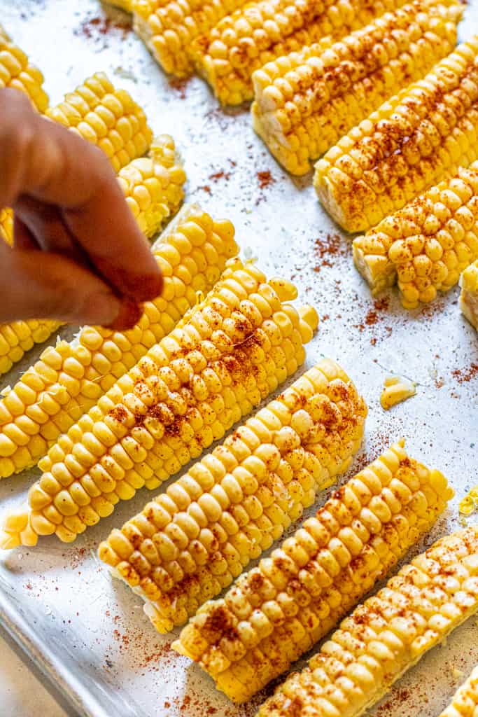 corn ribs with spices sprinkled on top.