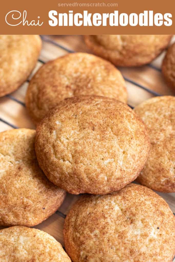 cooling rack of big snickerdoodle cookies and Pinterest pin text.