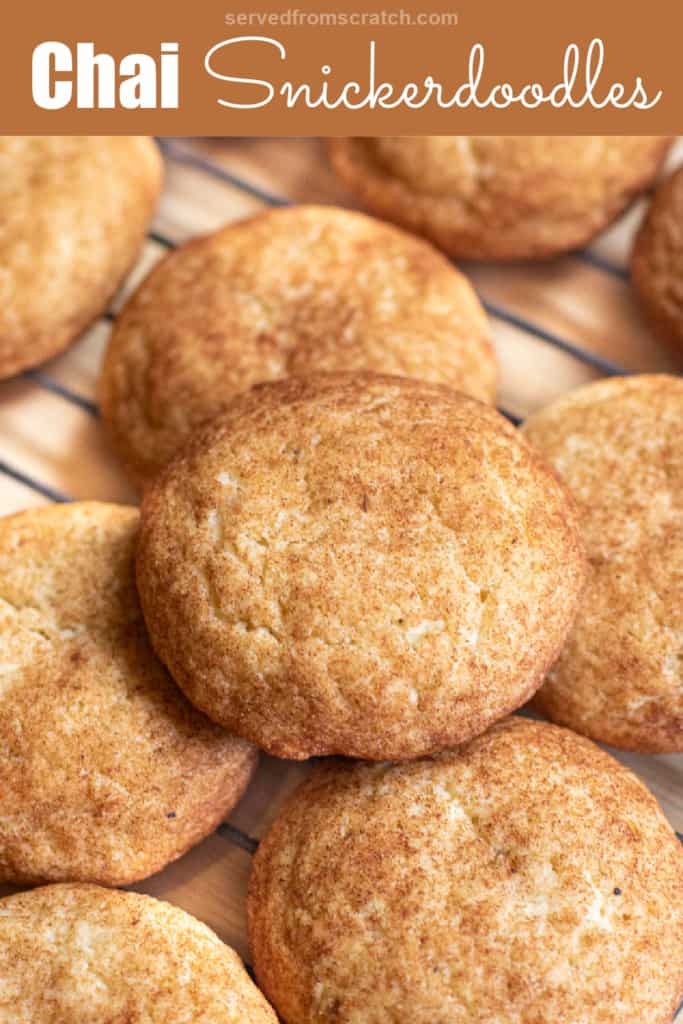 cooling rack of big snickerdoodle cookies and Pinterest pin text.