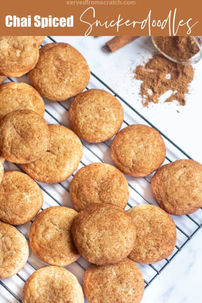 cooling rack of big snickerdoodle cookies with Pinterest pin text.