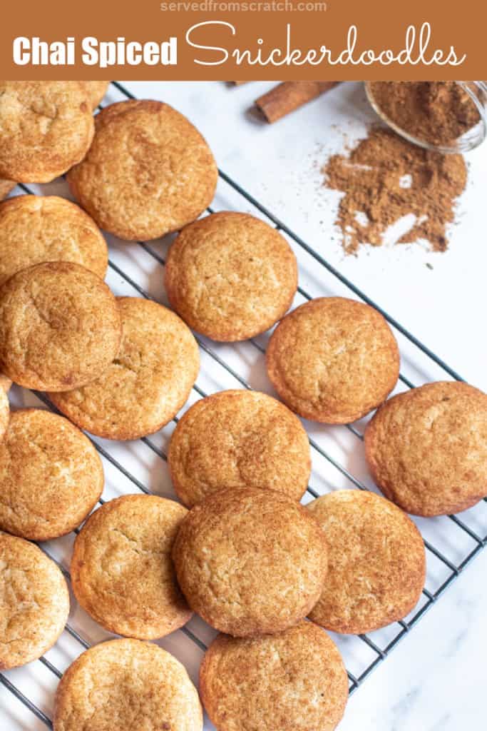 cooling rack of big snickerdoodle cookies with Pinterest pin text.