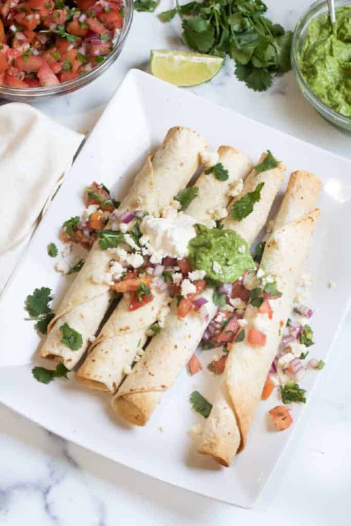 Baked Flautas de Pollo Served From Scratch