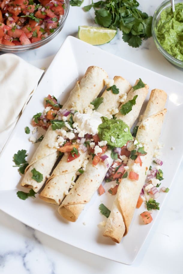Baked Flautas de Pollo Served From Scratch