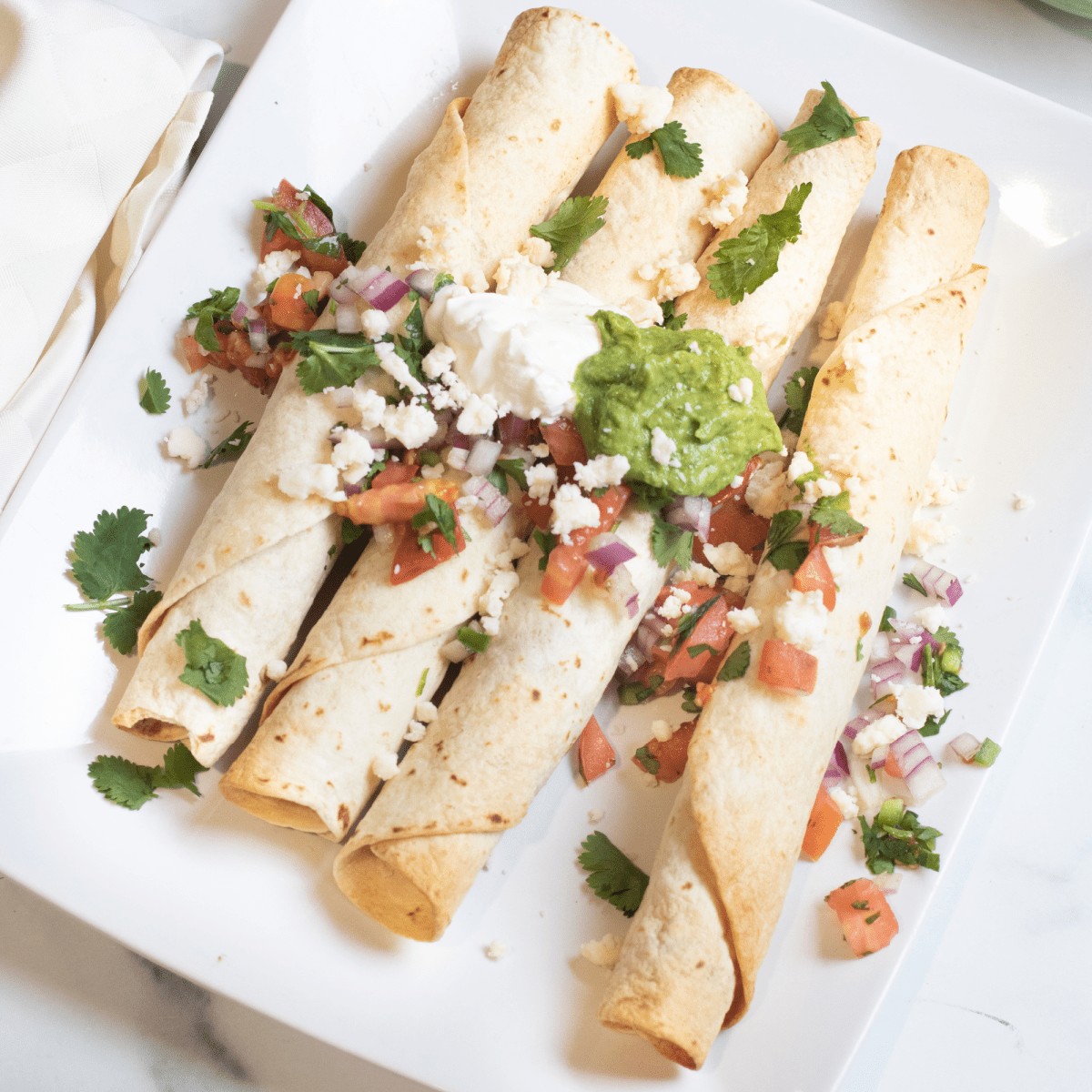 Baked Flautas De Pollo Served From