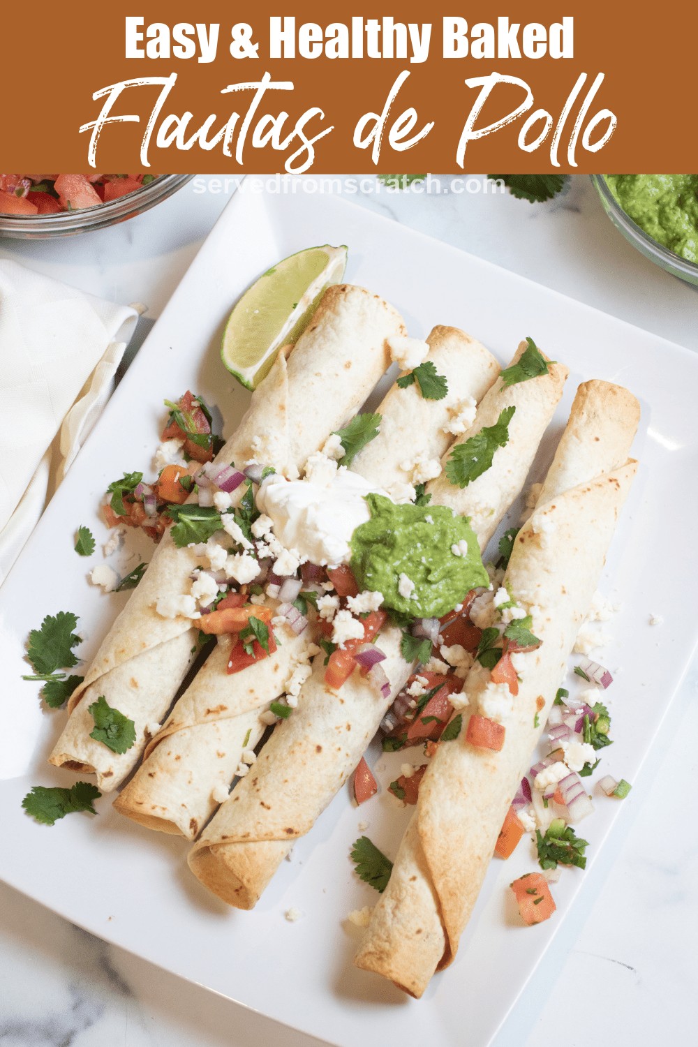 Baked Flautas de Pollo Served From Scratch