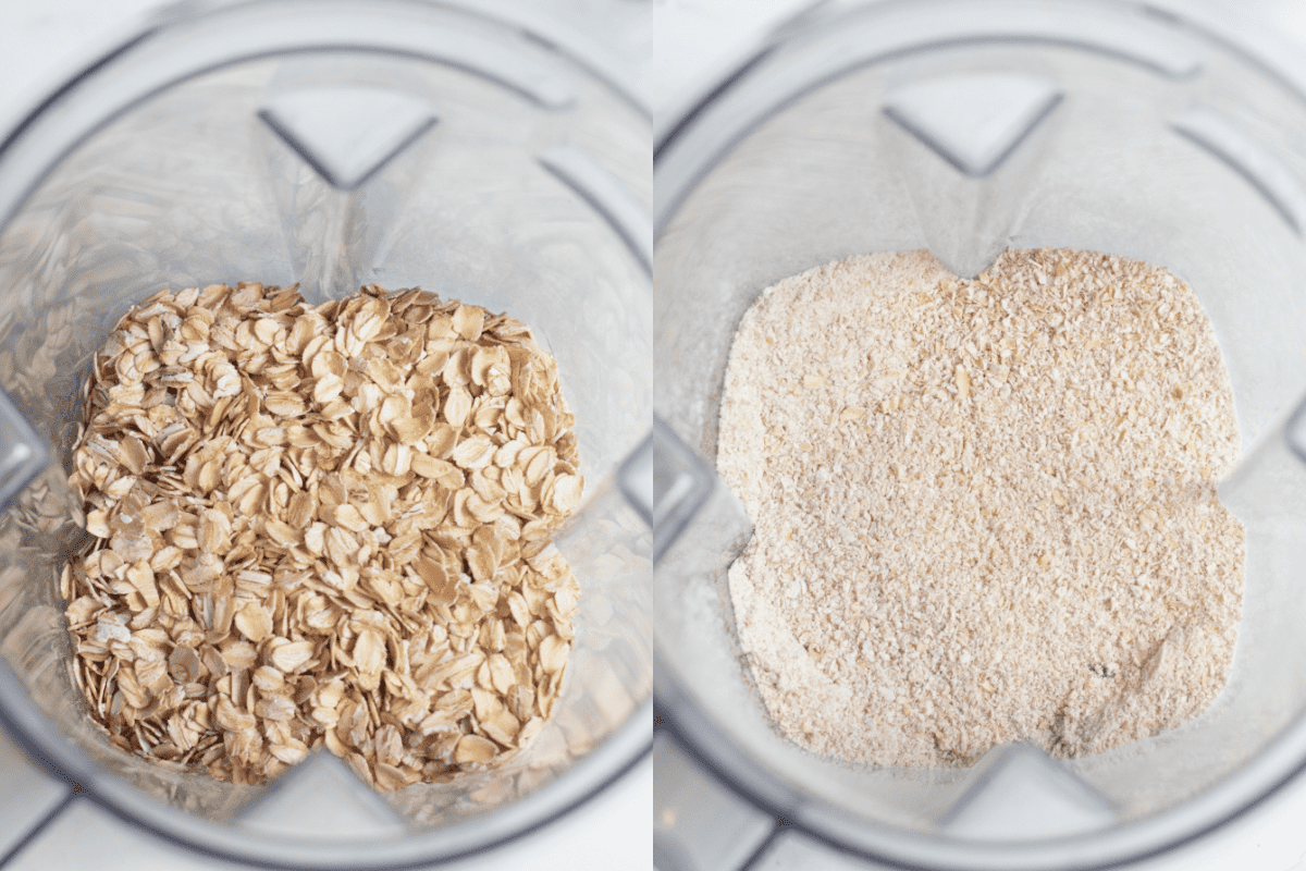 two blenders, one with oats and one with oat flour.