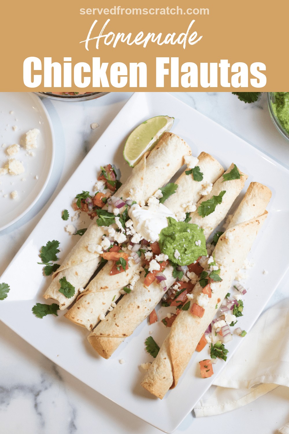 Baked Flautas de Pollo Served From Scratch