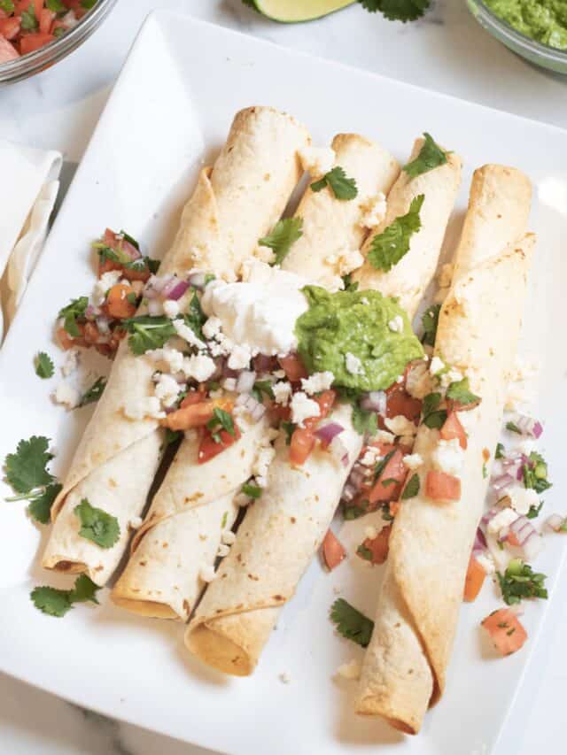 Baked Flautas de Pollo Served From Scratch