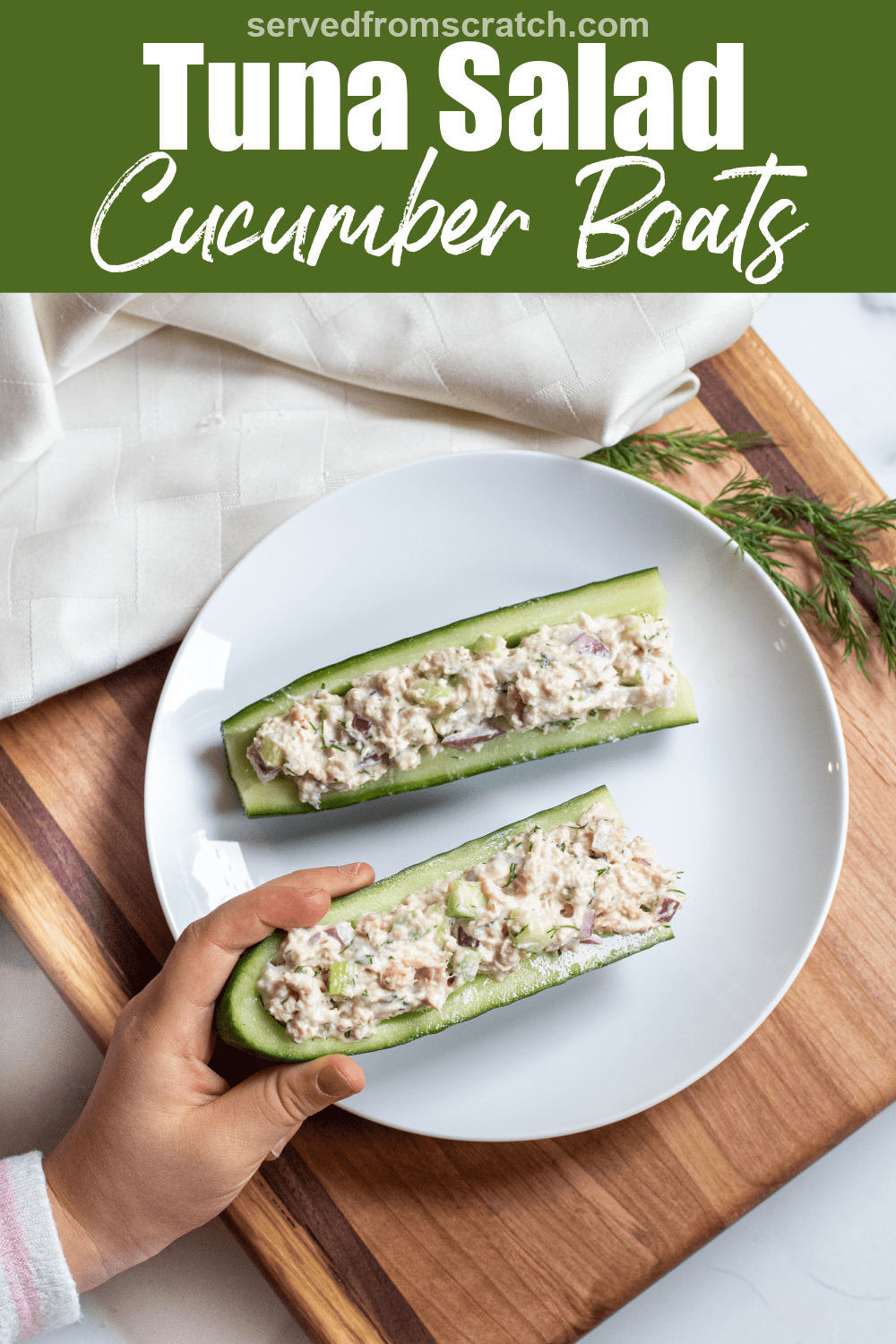 Dill Tuna Salad Cucumber Boats Served From Scratch