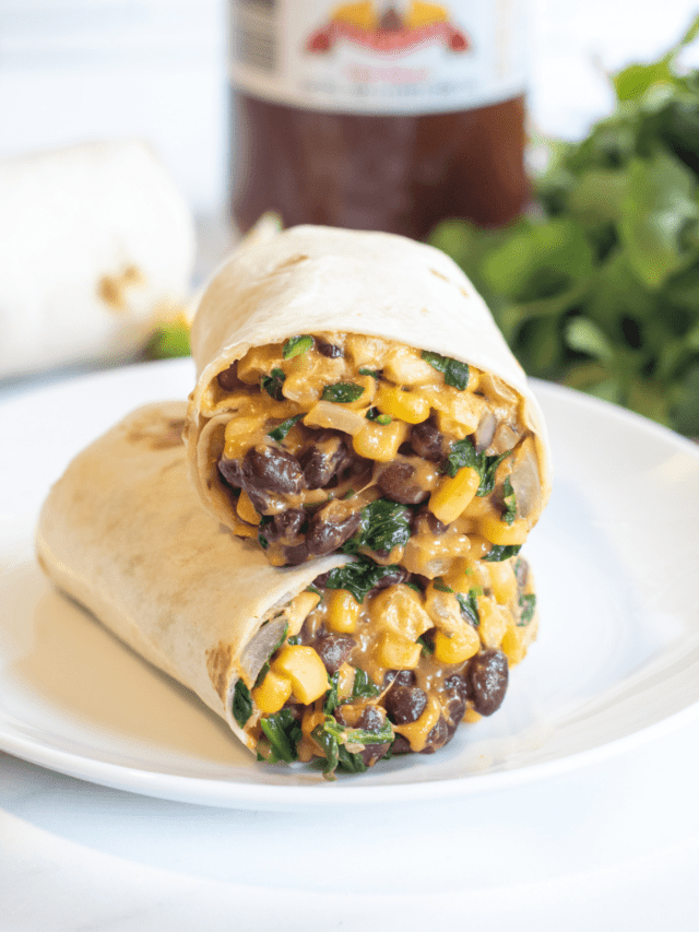 15 Minute Black Bean and Spinach Burritos Served From Scratch