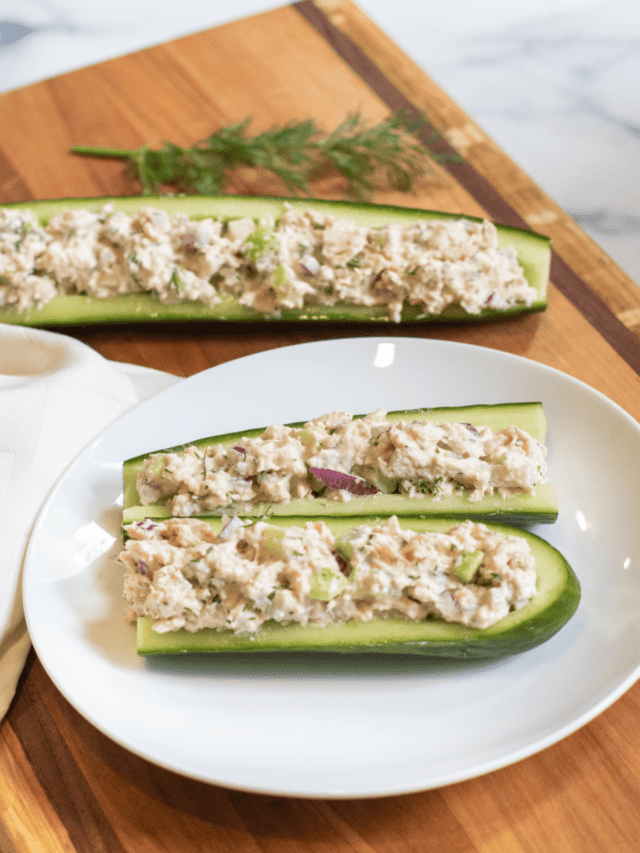 Dill Tuna Salad Cucumber Boats Served From Scratch