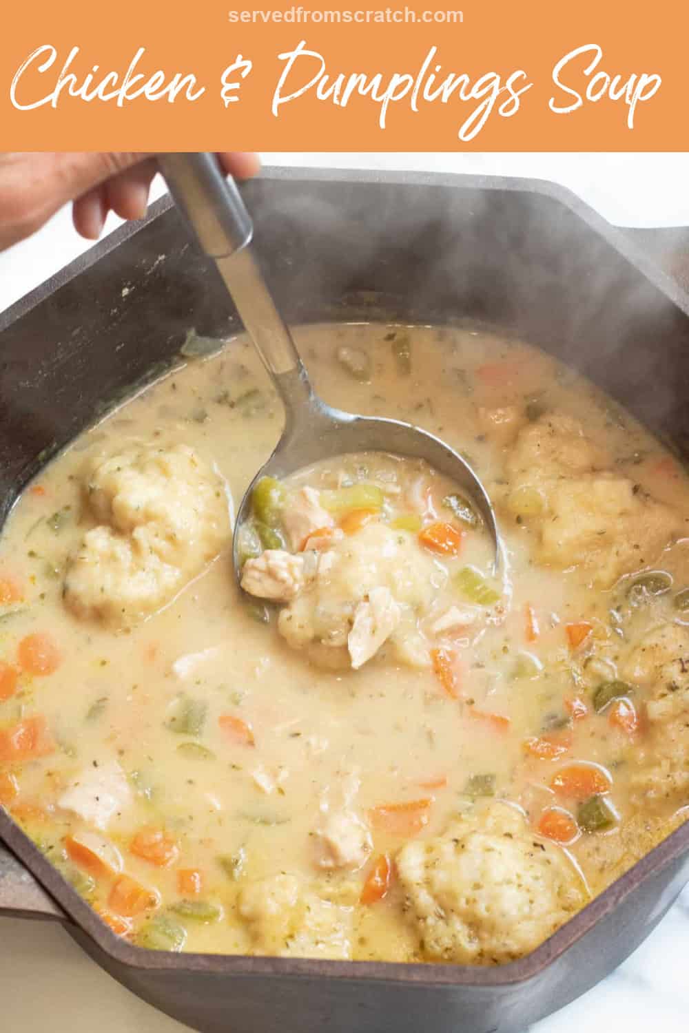 Dutch Oven Chicken and Dumplings Soup - Served From Scratch