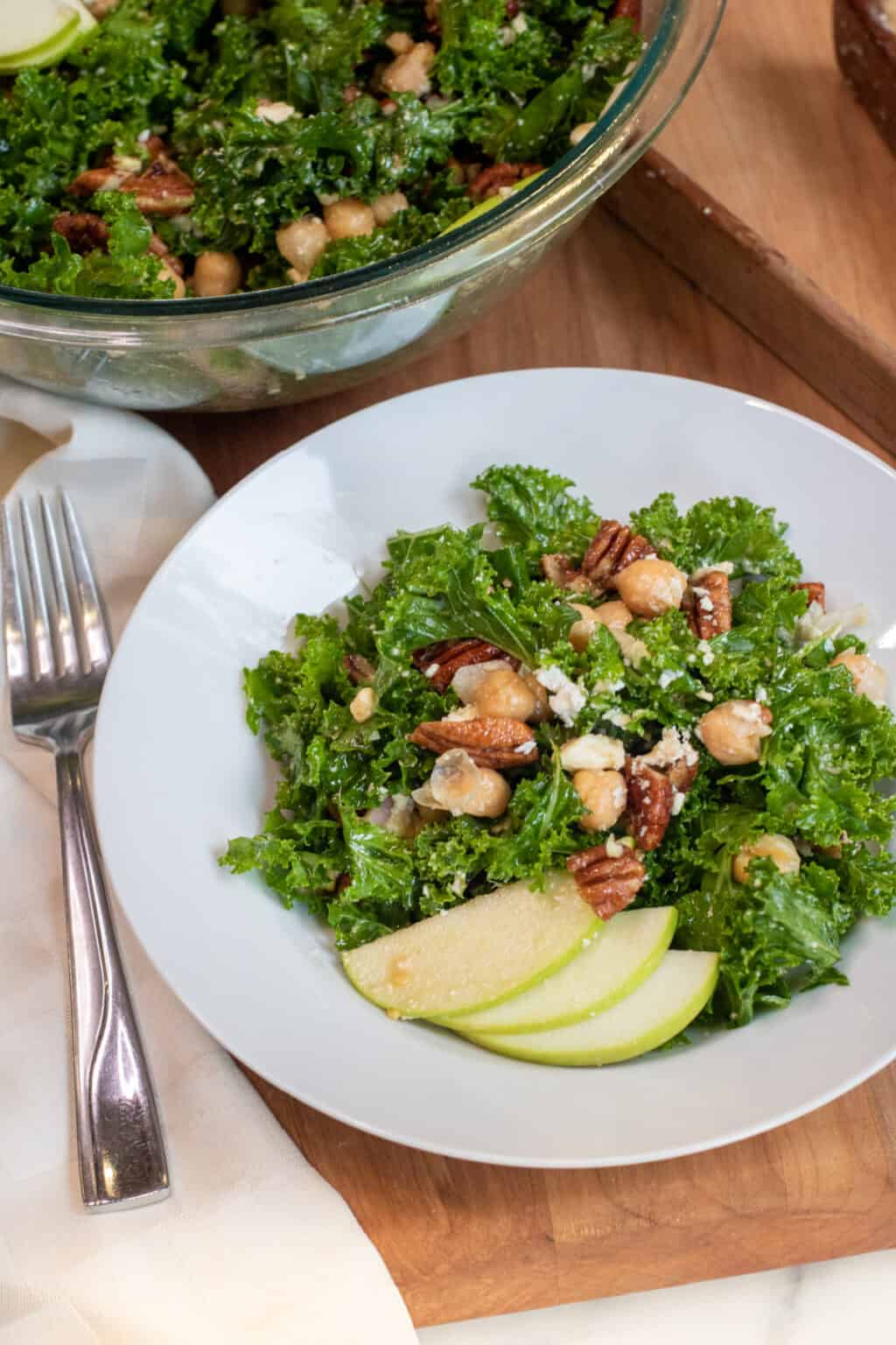 Kale Chickpea Salad with Candied Pecans Served From Scratch