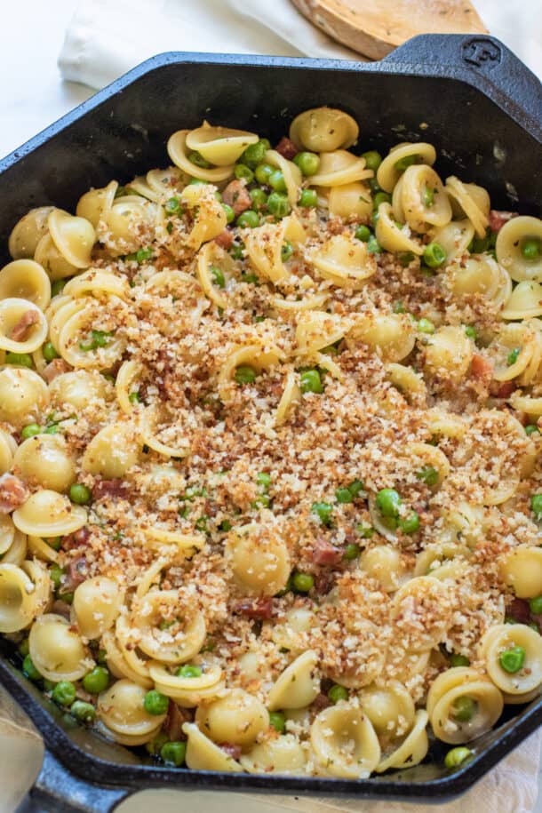 Pea Pancetta Pasta Served From Scratch