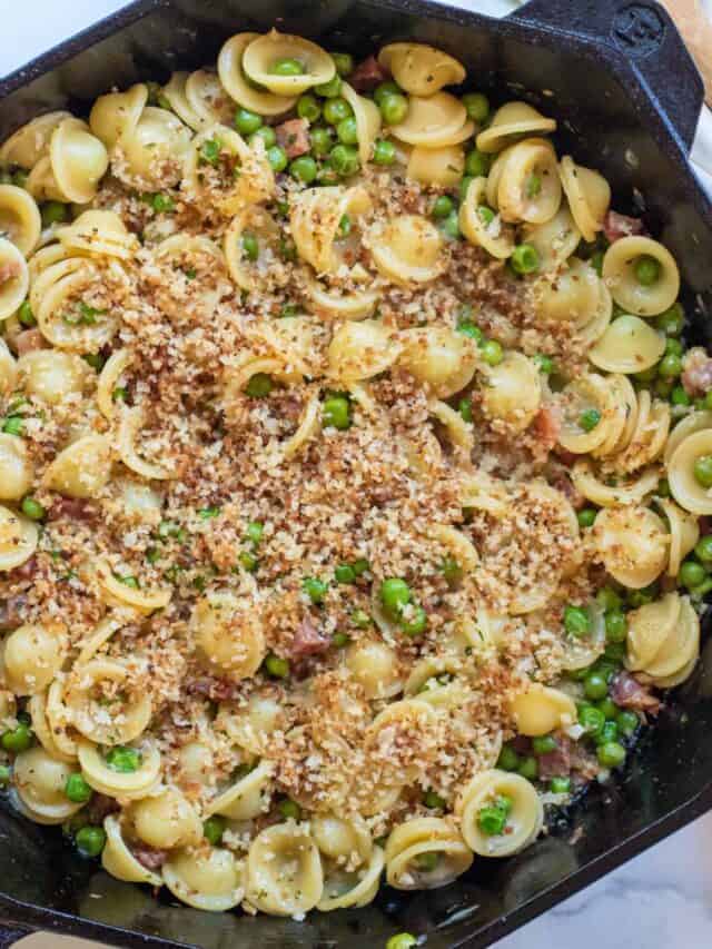 Pea Pancetta Pasta Served From Scratch