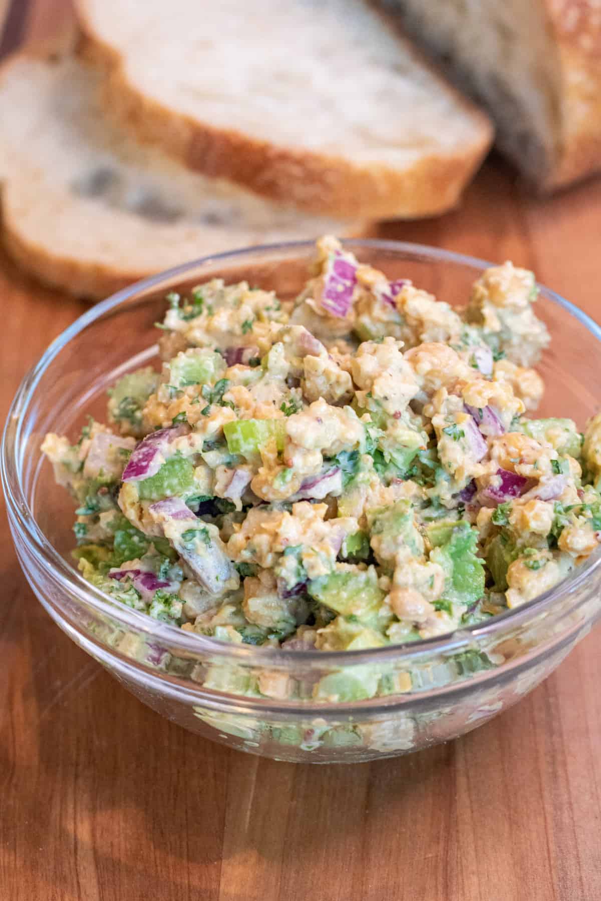 a bowl of chickpea avocado salad.