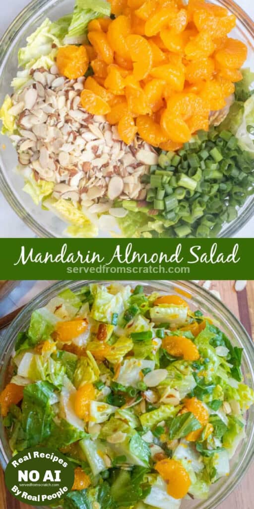 a bowl of mandarins, almonds, Pinterest pin text, and it all mixed together with NO AI sticker.