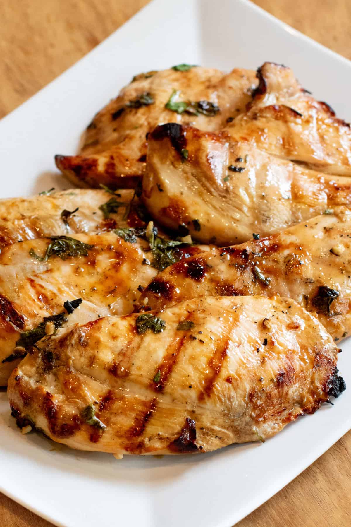 a plate of grilled chicken.