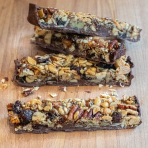 trail mix bars on a counter.