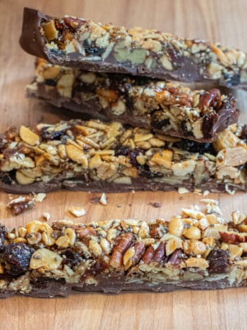trail mix bars on a counter.