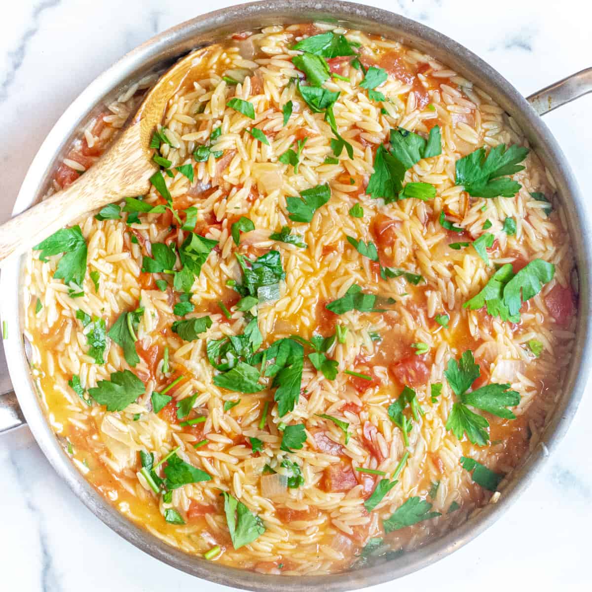 20 Minute One Pot Tomato Orzo - Served From Scratch