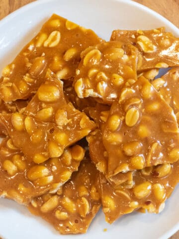 a plate of peanut brittle.