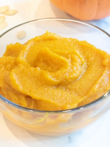 a bowl of pumpkin puree.