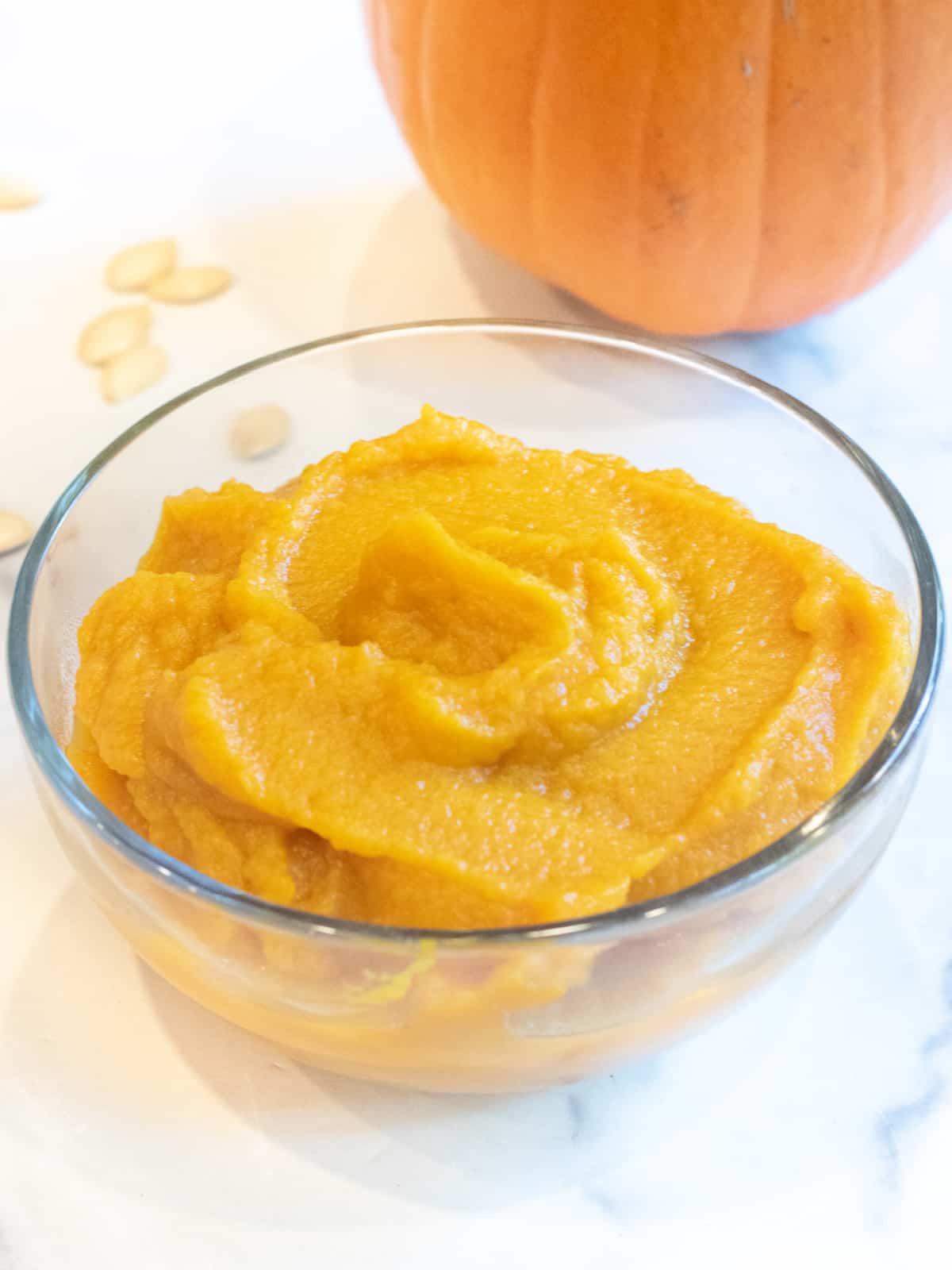 a bowl of pumpkin puree.