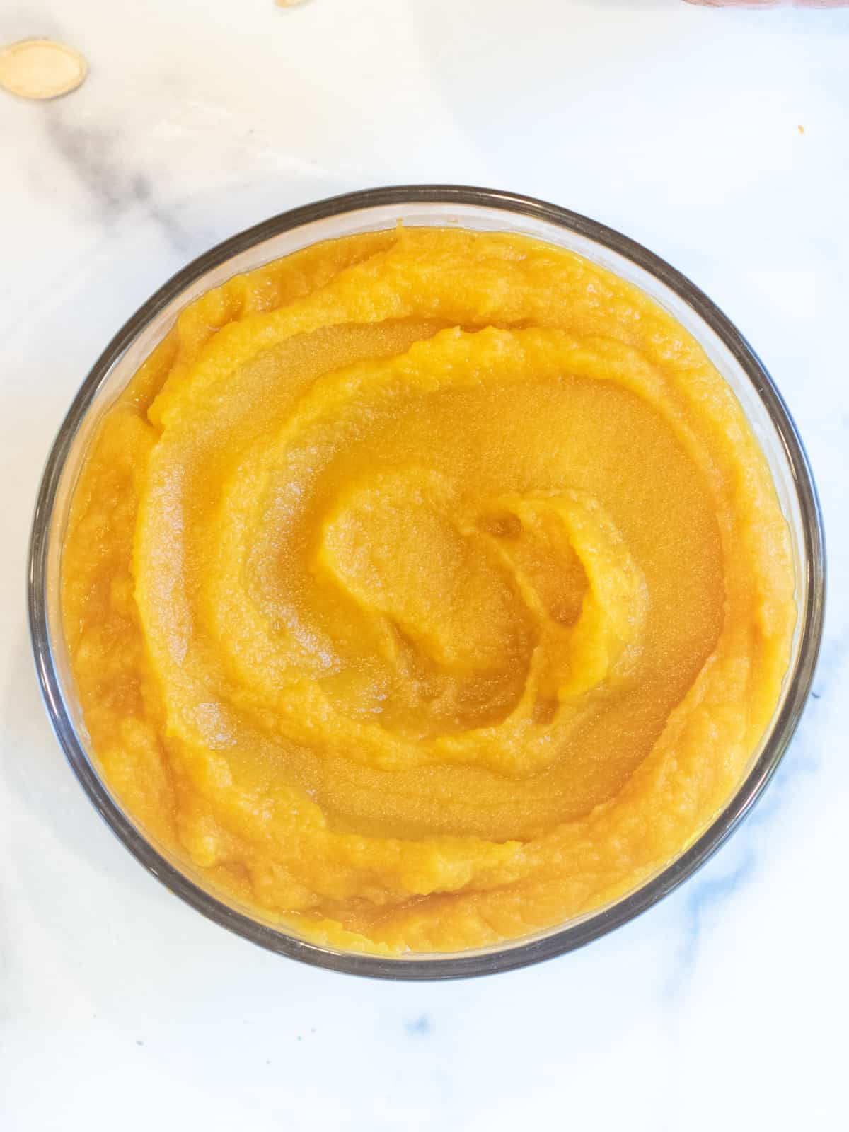 a bowl of pumpkin puree.