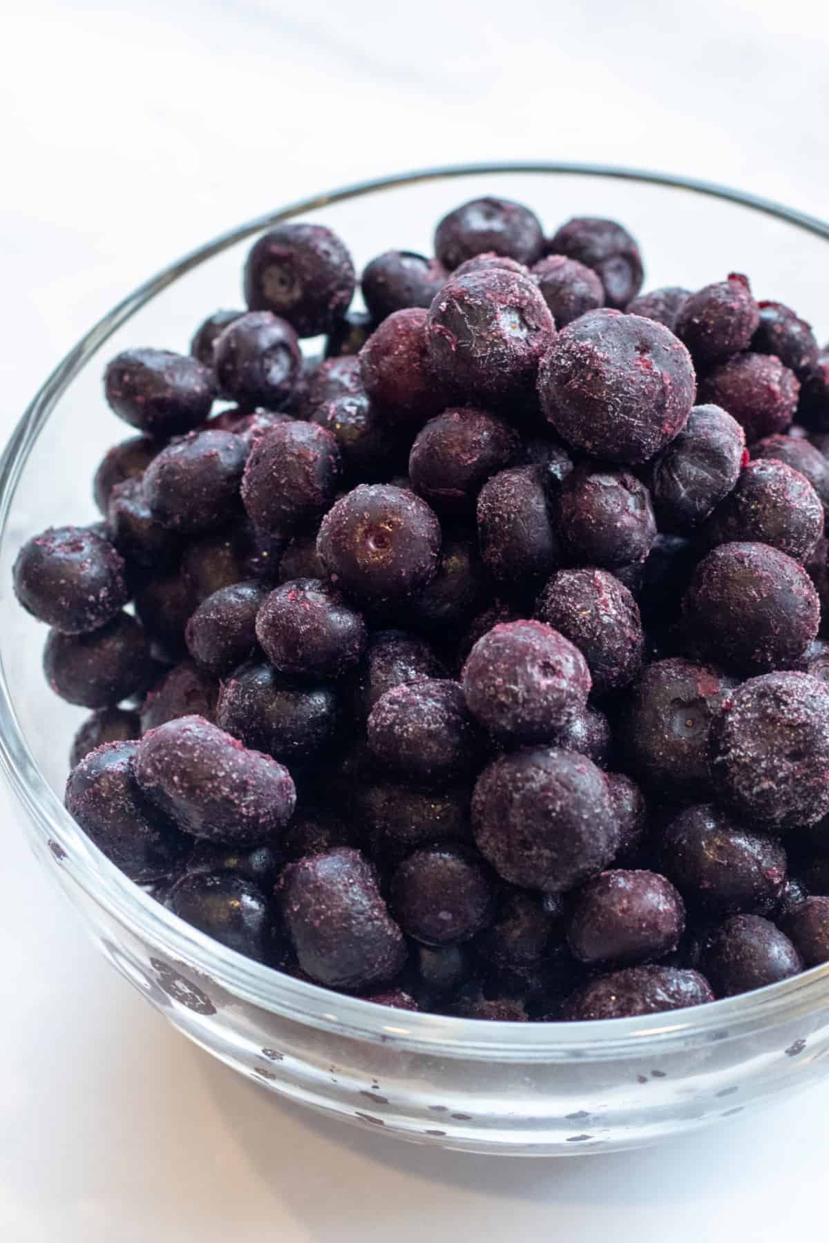 a bowl of frozen blueberries. 