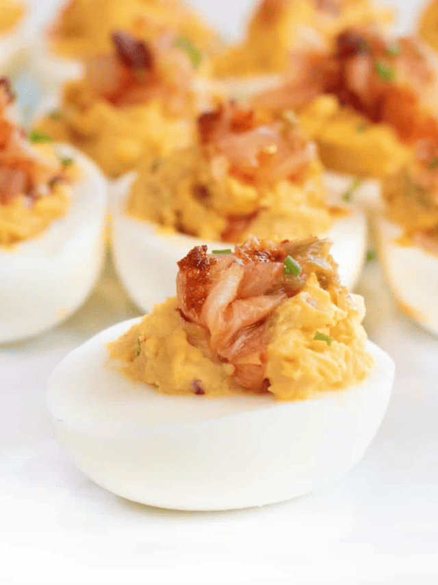 Kimchi Deviled Eggs Served From Scratch