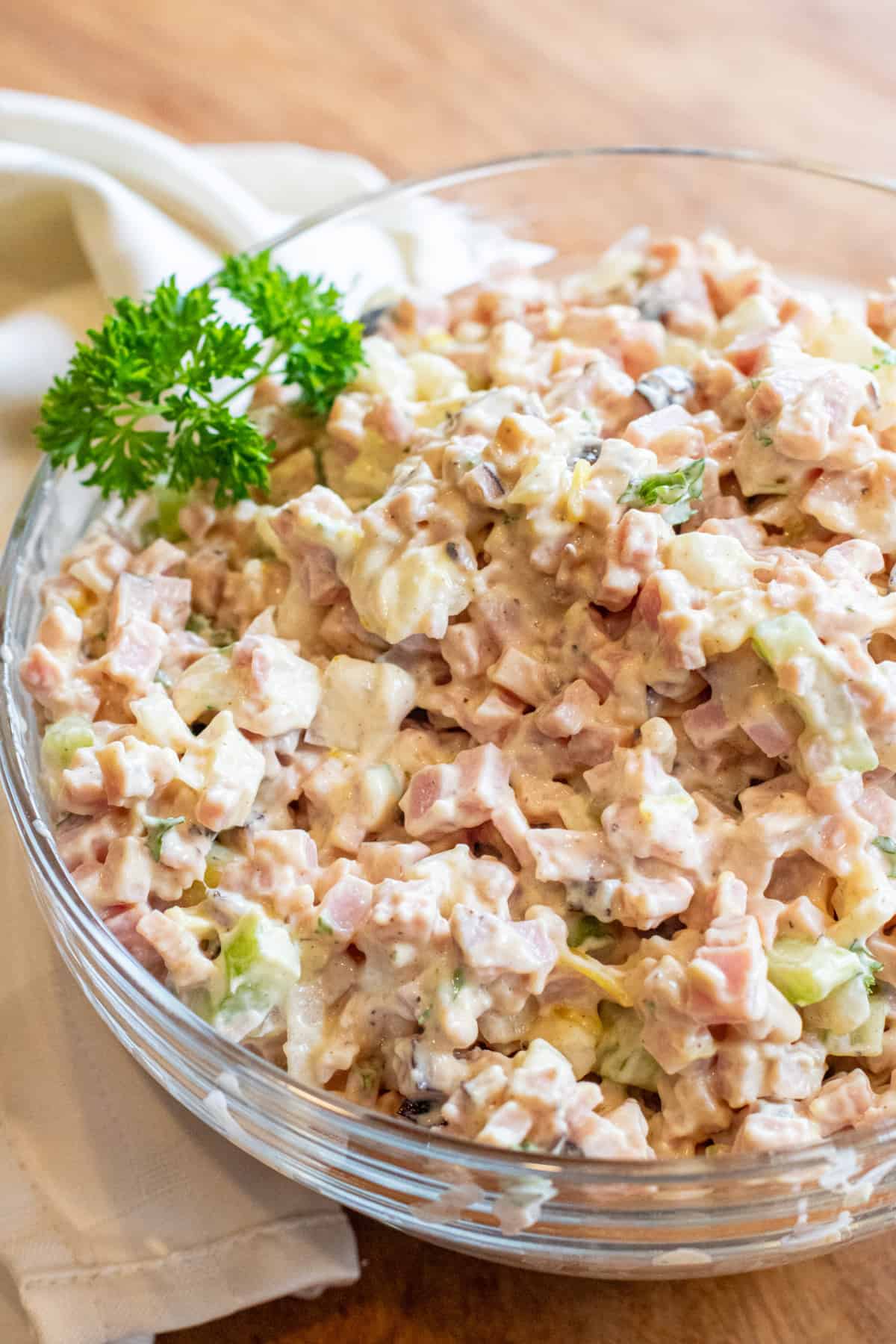 a bowl of ham salad.
