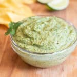 a bowl of poblano sauce.