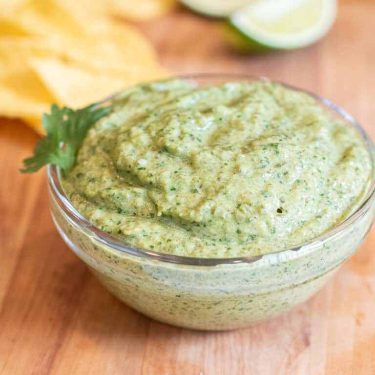 a bowl of poblano sauce.