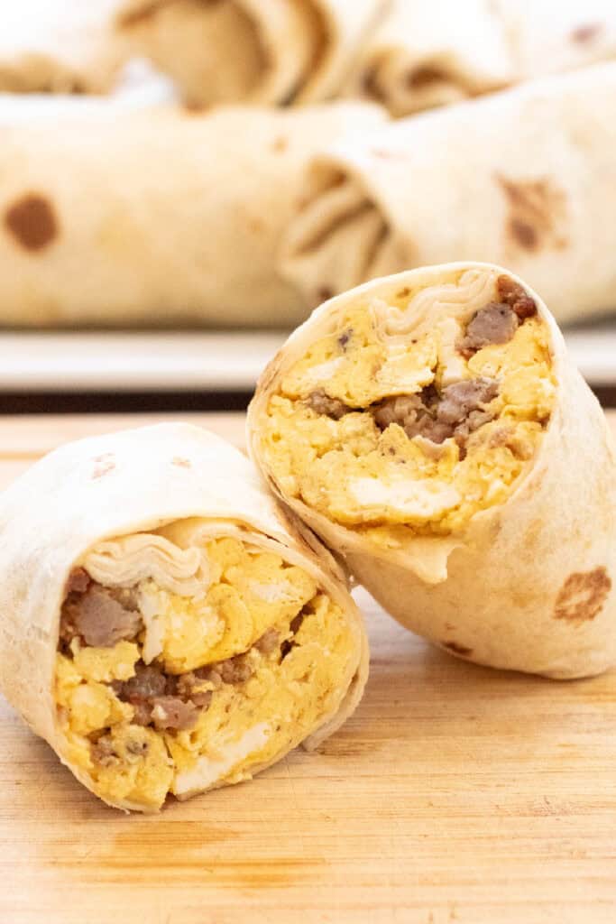 Sausage Egg and Cheese Breakfast Burritos - Served From Scratch