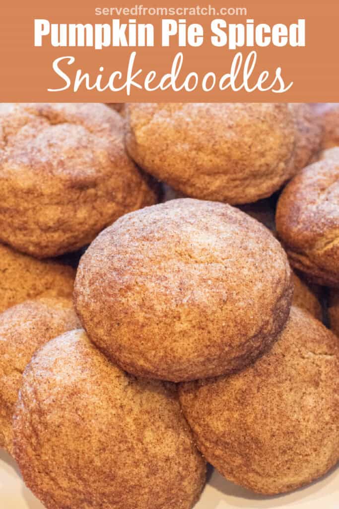 a plate of soft snickerdoodles with Pinterest pin text.
