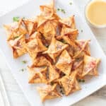 a plate of crispy wontons.
