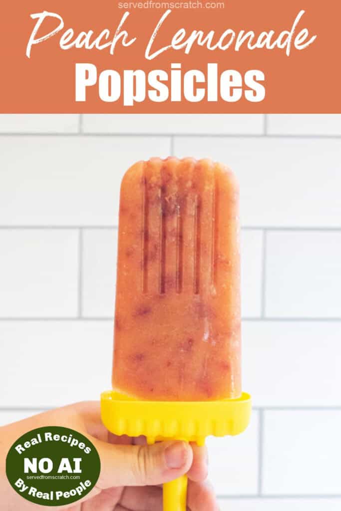 a hand holding a popsicle and Pinterest pin text with NO AI sticker.