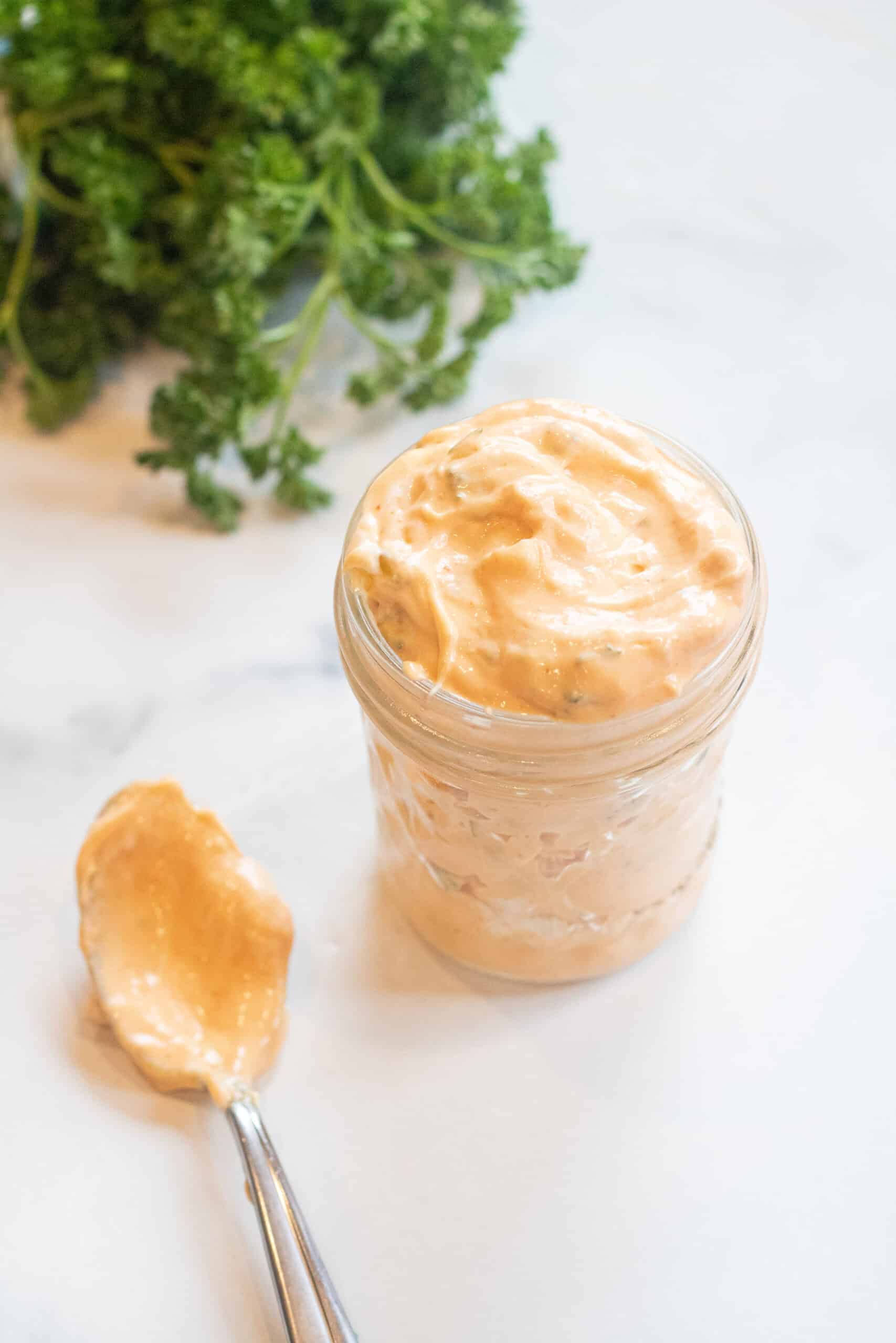 a jar of creamy russian dressing.