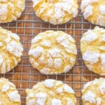 an overhead of a lemon crinkle cookies.