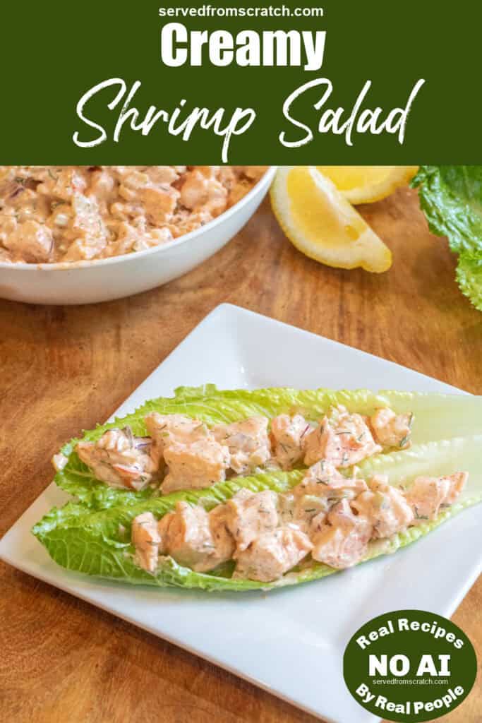 a plate with lettuce and salad in it with Pinterest pin text and NO AI sticker.
